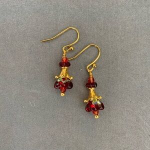 Elegant Gold and Red Drop Earrings